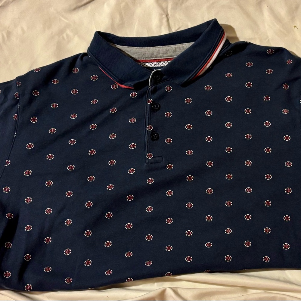Men's Nickel & Iron Navy Polo Shirt with Floral Pattern